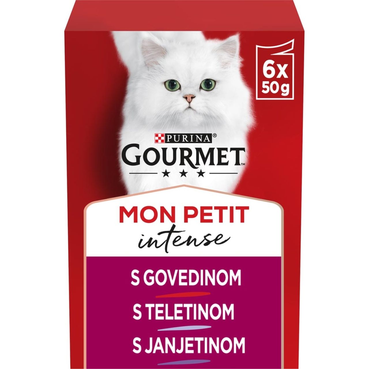 Purina GOURMET MON PETIT Govedina, janjetina i teletina Multipakiranje 6x50g, mokra hrana za mačke