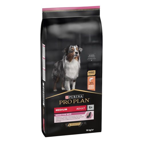 PRO PLAN Medium, Sensitive Skin, Opti Derma - losos,14kg